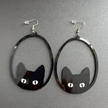 Black Cat Dangles Vintage Earrings Earrings KittyNook Cat Company Black